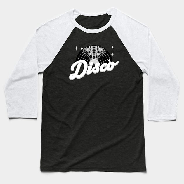 DISCO  - Vintage Vinyl (Grey) Baseball T-Shirt by DISCOTHREADZ 
